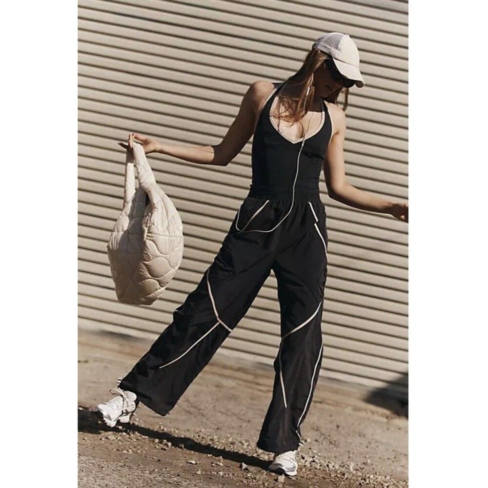Free People FP Movement Next Up One Piece Activewear Jumpsuit  XS Halter V-neck
